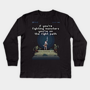 Fight Monster Pixel Game Kids Long Sleeve T-Shirt